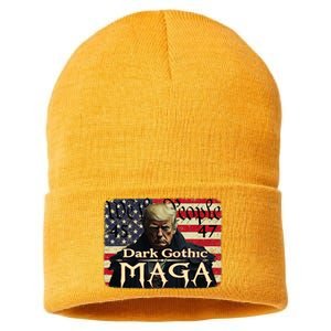 Dark Gothic Maga Trump 2024 For President Vote Trump 45 47 Sustainable Knit Beanie