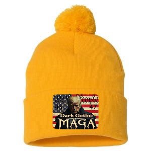 Dark Gothic Maga Trump 2024 For President Vote Trump 45 47 Pom Pom 12in Knit Beanie