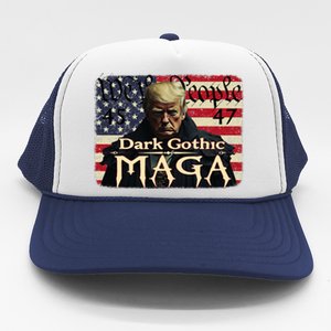 Dark Gothic Maga Trump 2024 For President Vote Trump 45 47 Trucker Hat