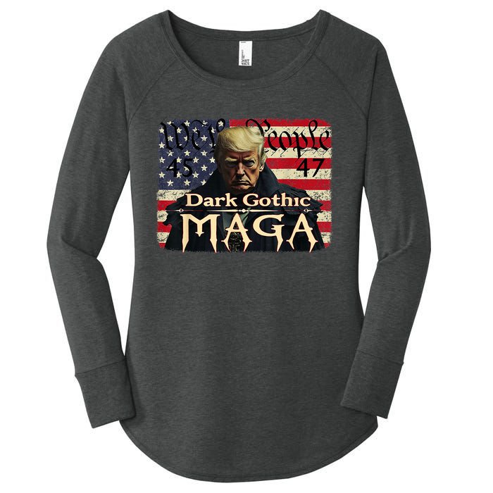 Dark Gothic Maga Trump 2024 For President Vote Trump 45 47 Women's Perfect Tri Tunic Long Sleeve Shirt