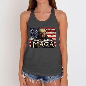 Dark Gothic Maga Trump 2024 For President Vote Trump 45 47 Women's Knotted Racerback Tank