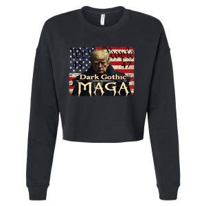 Dark Gothic Maga Trump 2024 For President Vote Trump 45 47 Cropped Pullover Crew