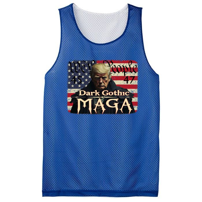 Dark Gothic Maga Trump 2024 For President Vote Trump 45 47 Mesh Reversible Basketball Jersey Tank