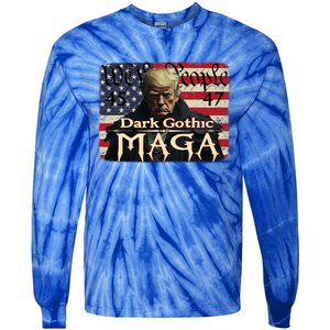 Dark Gothic Maga Trump 2024 For President Vote Trump 45 47 Tie-Dye Long Sleeve Shirt