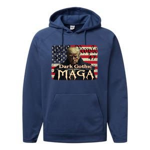 Dark Gothic Maga Trump 2024 For President Vote Trump 45 47 Performance Fleece Hoodie