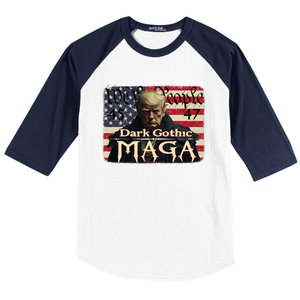 Dark Gothic Maga Trump 2024 For President Vote Trump 45 47 Baseball Sleeve Shirt