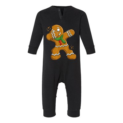 Dabbing Gingerbread Man Shirt Dab Gift Funny Christmas Infant Fleece One Piece