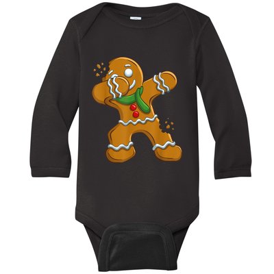 Dabbing Gingerbread Man Shirt Dab Gift Funny Christmas Baby Long Sleeve Bodysuit