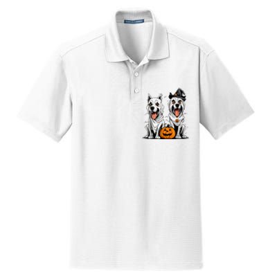 Dog Ghost Mummy Dog Lover Matching Family Gift Funny Halloween Dry Zone Grid Polo