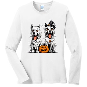 Dog Ghost Mummy Dog Lover Matching Family Gift Funny Halloween Ladies Long Sleeve Shirt