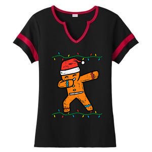 Dabbing Gingerbread Man Cookie Christmas Ladies Halftime Notch Neck Tee