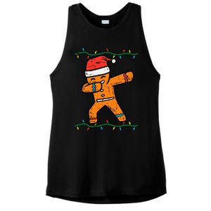 Dabbing Gingerbread Man Cookie Christmas Ladies PosiCharge Tri-Blend Wicking Tank