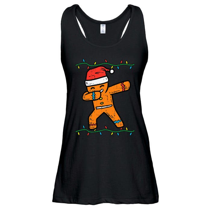 Dabbing Gingerbread Man Cookie Christmas Ladies Essential Flowy Tank