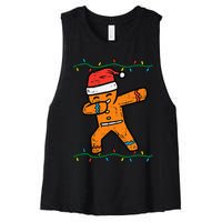 Dabbing Gingerbread Man Cookie Christmas Women's Racerback Cropped Tank