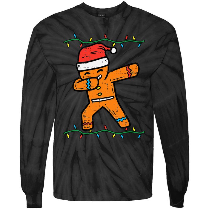 Dabbing Gingerbread Man Cookie Christmas Tie-Dye Long Sleeve Shirt