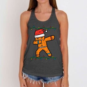 Dabbing Gingerbread Man Cookie Christmas Women's Knotted Racerback Tank