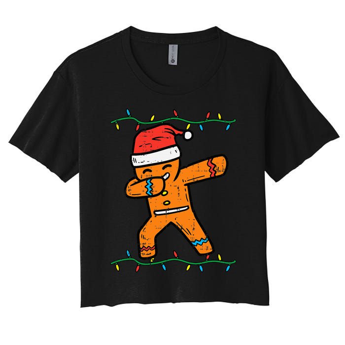 Dabbing Gingerbread Man Cookie Christmas Women's Crop Top Tee