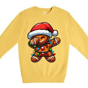 Dabbing Gingerbread Man Christmas Tree Light Xmas Family Premium Crewneck Sweatshirt