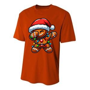 Dabbing Gingerbread Man Christmas Tree Light Xmas Family Performance Sprint T-Shirt