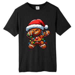 Dabbing Gingerbread Man Christmas Tree Light Xmas Family Tall Fusion ChromaSoft Performance T-Shirt