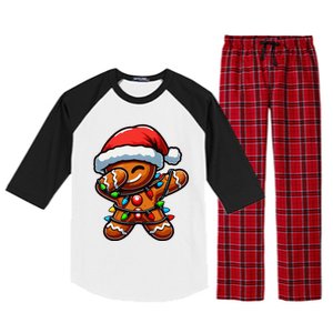 Dabbing Gingerbread Man Christmas Tree Light Xmas Family Raglan Sleeve Pajama Set