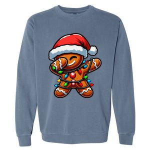 Dabbing Gingerbread Man Christmas Tree Light Xmas Family Garment-Dyed Sweatshirt