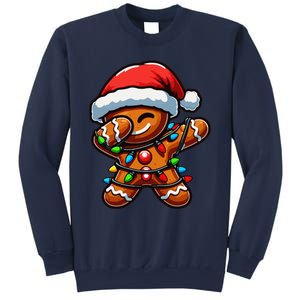 Dabbing Gingerbread Man Christmas Tree Light Xmas Family Sweatshirt