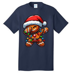 Dabbing Gingerbread Man Christmas Tree Light Xmas Family Tall T-Shirt