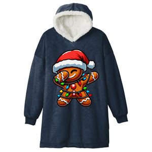 Dabbing Gingerbread Man Christmas Tree Light Xmas Family Hooded Wearable Blanket