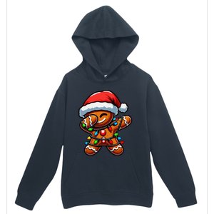 Dabbing Gingerbread Man Christmas Tree Light Xmas Family Urban Pullover Hoodie