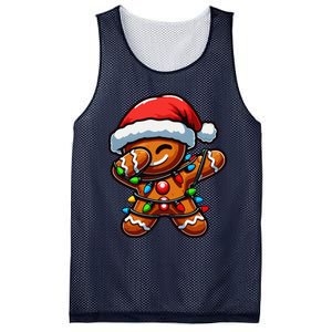 Dabbing Gingerbread Man Christmas Tree Light Xmas Family Mesh Reversible Basketball Jersey Tank