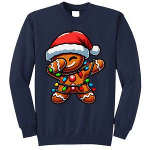 Dabbing Gingerbread Man Christmas Tree Light Xmas Family Tall Sweatshirt