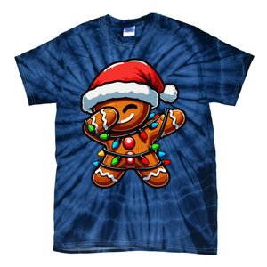 Dabbing Gingerbread Man Christmas Tree Light Xmas Family Tie-Dye T-Shirt