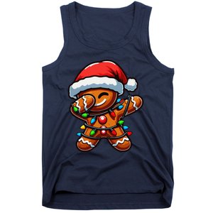 Dabbing Gingerbread Man Christmas Tree Light Xmas Family Tank Top