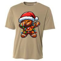 Dabbing Gingerbread Man Christmas Tree Light Xmas Family Cooling Performance Crew T-Shirt