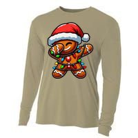 Dabbing Gingerbread Man Christmas Tree Light Xmas Family Cooling Performance Long Sleeve Crew