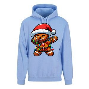 Dabbing Gingerbread Man Christmas Tree Light Xmas Family Unisex Surf Hoodie