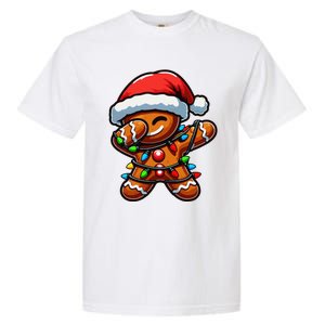 Dabbing Gingerbread Man Christmas Tree Light Xmas Family Garment-Dyed Heavyweight T-Shirt