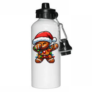 Dabbing Gingerbread Man Christmas Tree Light Xmas Family Aluminum Water Bottle