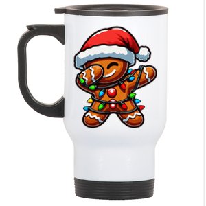 Dabbing Gingerbread Man Christmas Tree Light Xmas Family Stainless Steel Travel Mug