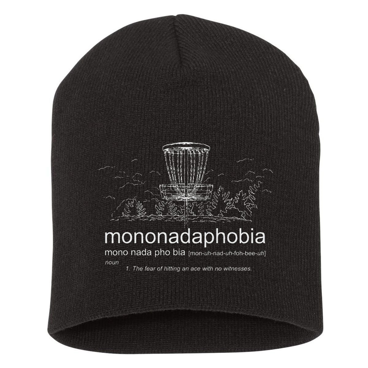 Disc Golf Mononadaphobia funny disk golf Short Acrylic Beanie