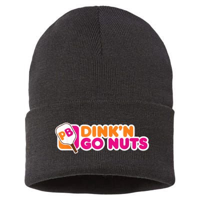 Dink'n Go Nuts Funny Pickleball Player Paddleball Lover Sustainable Knit Beanie