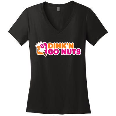 Dink'n Go Nuts Funny Pickleball Player Paddleball Lover Women's V-Neck T-Shirt