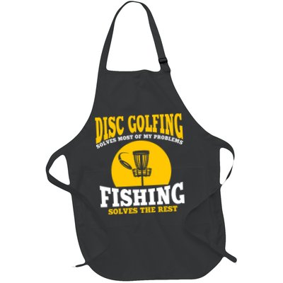 Disc Golf N Fishing Solves My Problems Full-Length Apron With Pockets