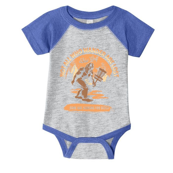 Disc Golf Not All Who Wander Are Lost Funny Sarcastic Gift Infant Baby Jersey Bodysuit