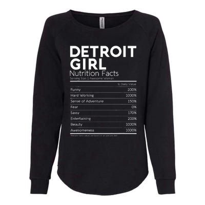 Detroit Girl Nutrition Facts Michigan Women Girl Womens California Wash Sweatshirt