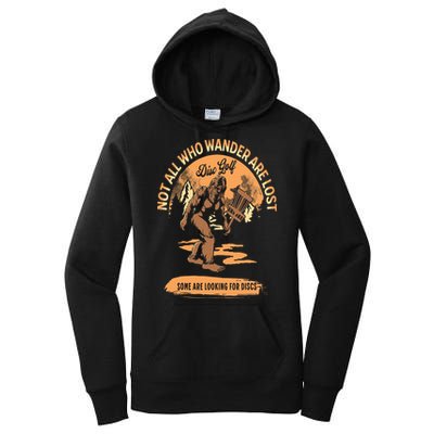 Disc Golf  Not All Who Wander Are Lost Funny Sarcastic Women's Pullover Hoodie