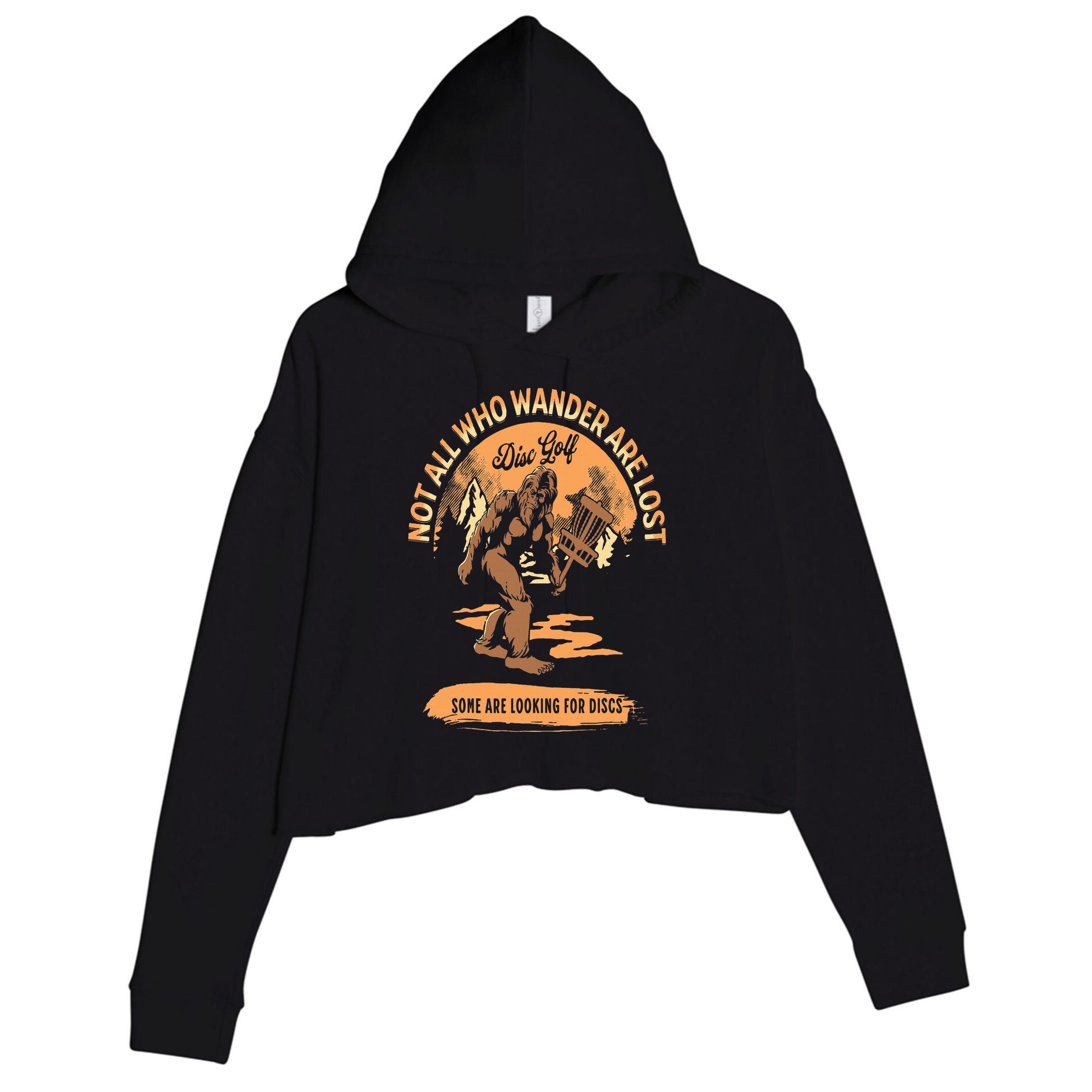 Disc Golf  Not All Who Wander Are Lost Funny Sarcastic Crop Fleece Hoodie