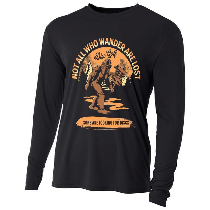 Disc Golf  Not All Who Wander Are Lost Funny Sarcastic Cooling Performance Long Sleeve Crew