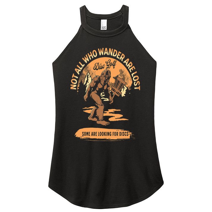 Disc Golf  Not All Who Wander Are Lost Funny Sarcastic Women's Perfect Tri Rocker Tank
